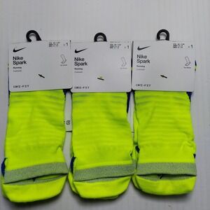 3 Pairs Nike Spark Running Socks Unisex M 6-7.5 W 7.5-9 Volt Yellow No Show
